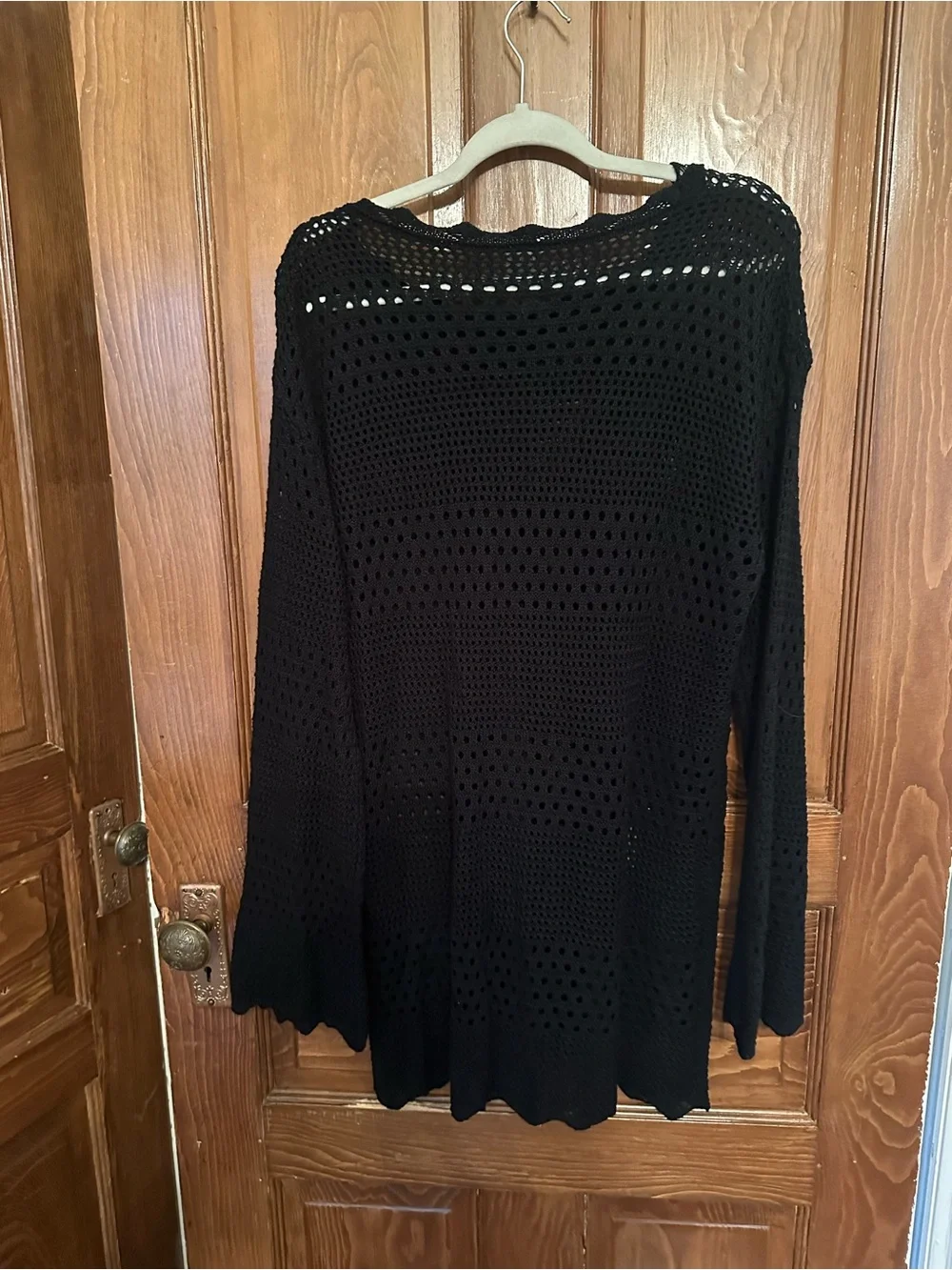ZYIA Black Open-Weave Crewneck Swim Cover Up
